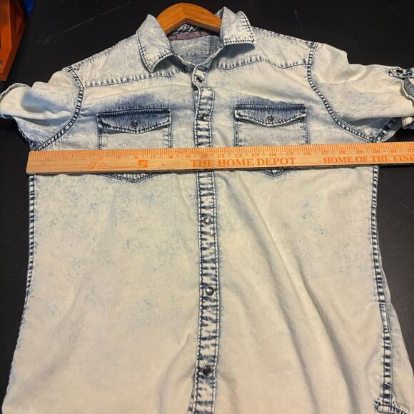 Calvin Klein Men's Short Sleeve Spray Can Indigo Button Down Shirt Size Small S - Picture 5 of 8